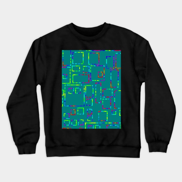 Rainbow Blocks on Teal 5748 Crewneck Sweatshirt by ArtticArlo